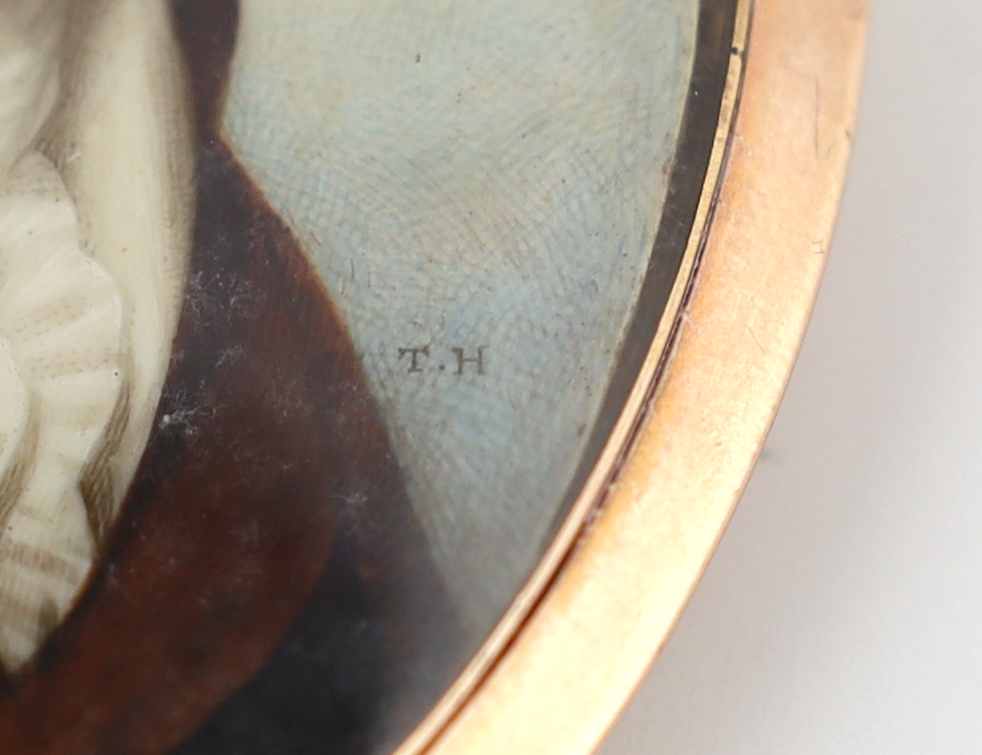 Thomas Hazlehurst (English, 1740-1821), Portrait miniature of a gentleman, watercolour on ivory, 6.6 x 5cm. CITES Submission reference M89ZLJ3C